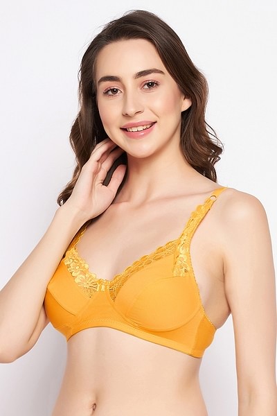 Buy A-GG Yellow Recycled Lace Full Cup Non Padded Bra - 36A, Bras