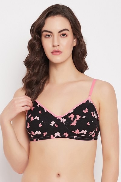 Buy Non-Padded Non-Wired Full Cup Butterfly Print Balconette Bra