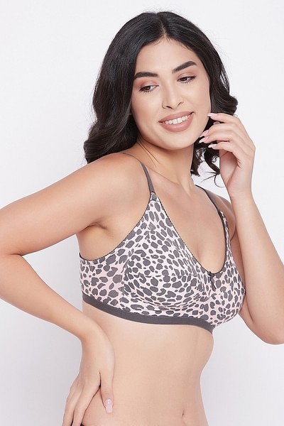Buy Non-Padded Non-Wired Full Cup Cheetah Print Full-Figure Bra in