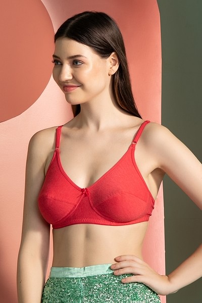 Buy Non-Padded Non-Wired Full Cup Everyday Bra in Coral Red