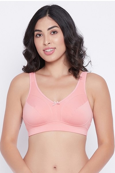 Clovia Pink Cotton Solid Non Wired T-shirt Bra With Layered Cups And High  Waist Hipster Panty For Women