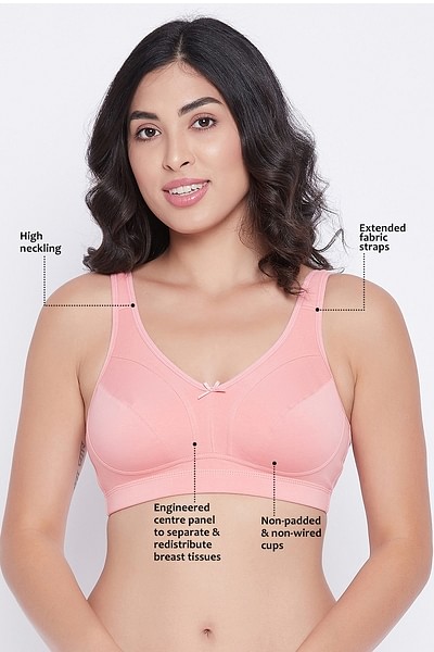 Buy Non-Padded Non-Wired Full Coverage Feeding Bra in Pink- Cotton
