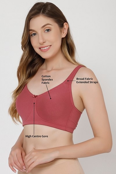 Buy Non-Padded Non-Wired Full Figure Bra in Dark Pink- Cotton