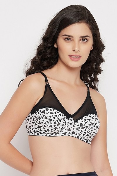 BLACK AND WHITE PADDED SPORTS BRA WITH PEOPLE FIT HEARTS