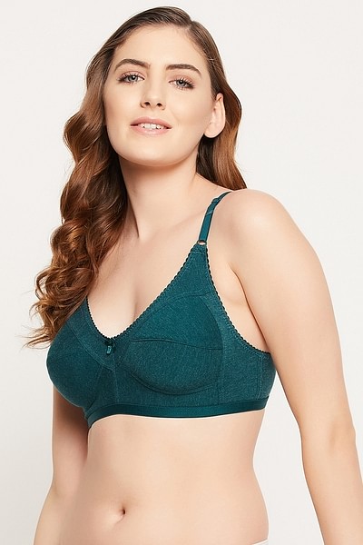 Buy Non-Padded Non-Wired Full Cup M-Frame Bra in Teal Green