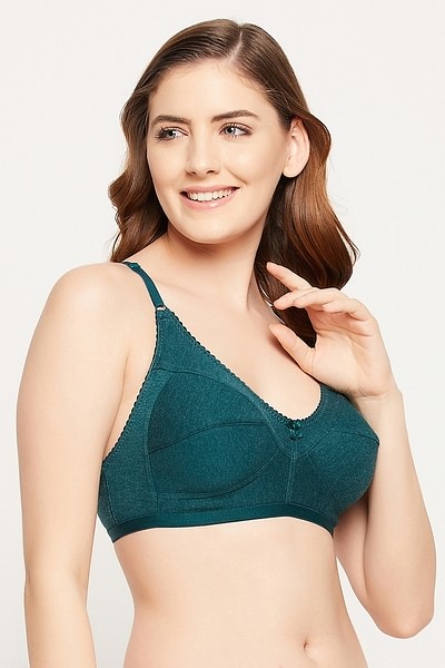 Buy Non-Padded Non-Wired Full Cup M-Frame Bra in Teal Green - Cotton Rich  Online India, Best Prices, COD - Clovia - BR0185B17
