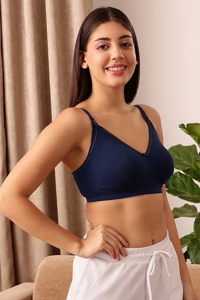 Buy Clovia Women's Cotton Padded Non-Wired Demi Cup Feeding Maternity Bra  (BR2199P18_White_32B) at