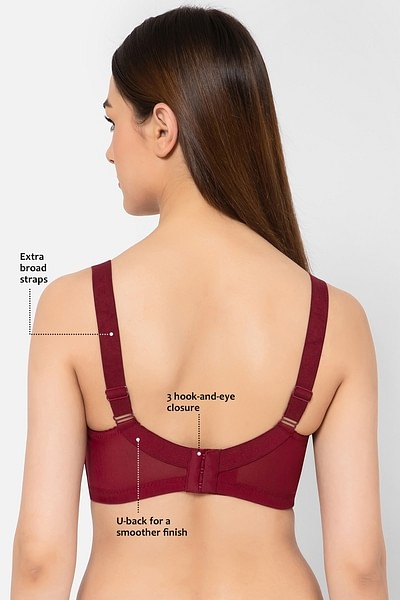 Buy Non-Padded Non-Wired Full Cup Minimiser Bra in Maroon - Lace Online  India, Best Prices, COD - Clovia - BR2353A09