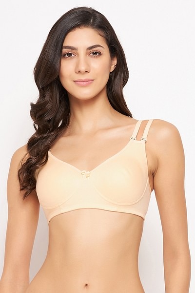 Buy Non-Padded Non-Wired Full Cup Multiway T-shirt Bra in Nude Colour -  Cotton Online India, Best Prices, COD - Clovia - BR1622P24