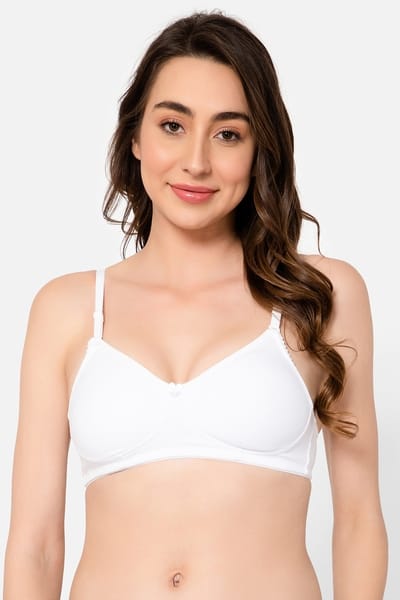 Clovia Non-Padded Non-Wired Full Coverage Multiway T-shirt Bra in White - Cotton