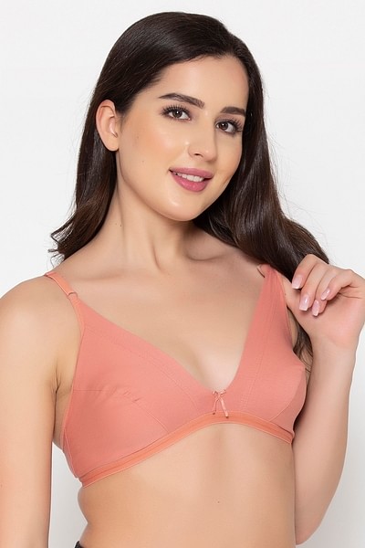 Buy Non-Padded Non-Wired Demi Cup Plunge Bra in Salmon Pink - Cotton Rich  Online India, Best Prices, COD - Clovia - BR2073S22