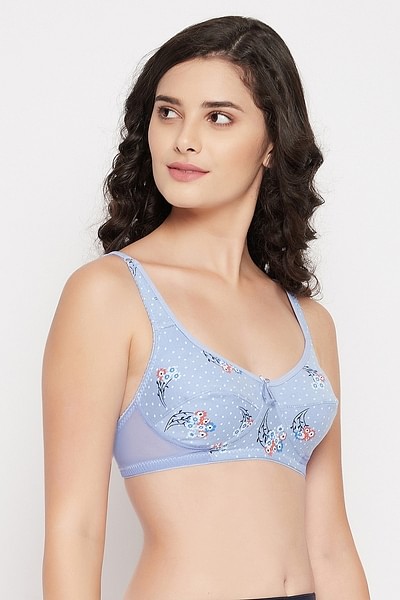 Buy Non-Padded Non-Wired Full Coverage Bra in Powder Blue - Cotton