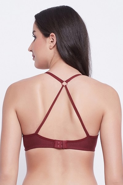 Buy Non-Padded Non-Wired Full Cup Racerback Bra in Wine colour