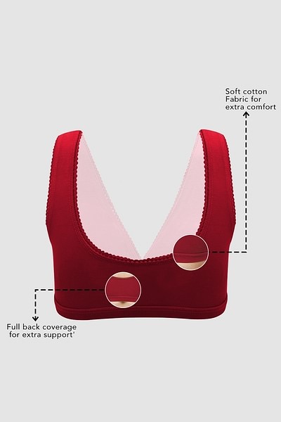 Buy Clovia Double Layered Non Wired Full Coverage Maternity / Nursing Bra -  Maroon at Rs.413 online