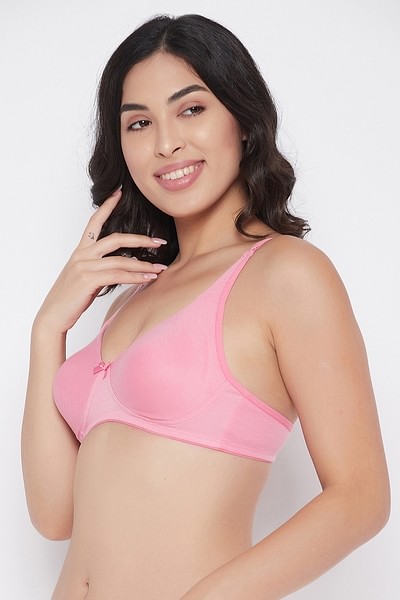 Buy Non-Padded Non-Wired Full Cup T-shirt Bra in Baby Pink - Cotton Rich  Online India, Best Prices, COD - Clovia - BR0636T22