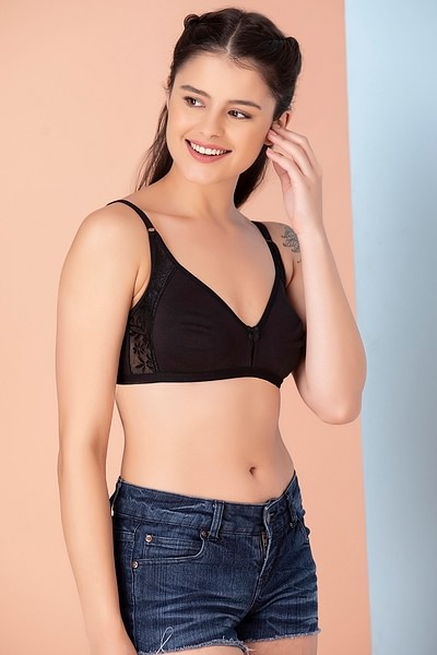 Buy Fashion Lace Cups Non-padded Bra In Black Online India, Best
