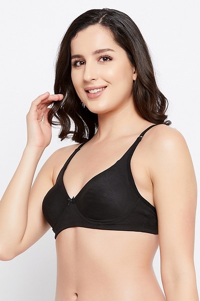 Buy Non-Padded Non-Wired Full Figure Bra in Black - Cotton & Lace Online  India, Best Prices, COD - Clovia - BR5003R13