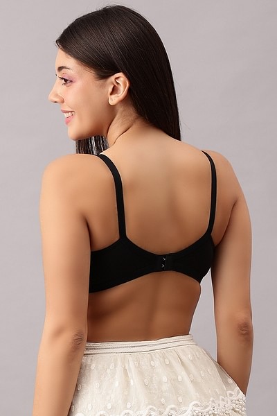 Buy Non-Padded Non-Wired Full Cup T-shirt Bra in Black - Cotton