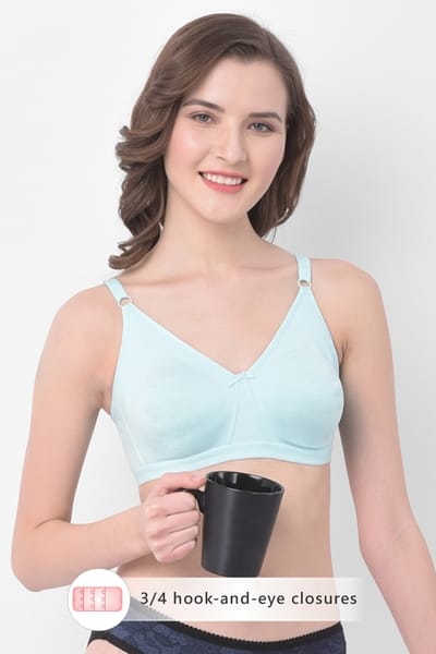 Clovia Non-Padded Non-Wired Full Cup T-Shirt Bra in Light Blue - Cotton