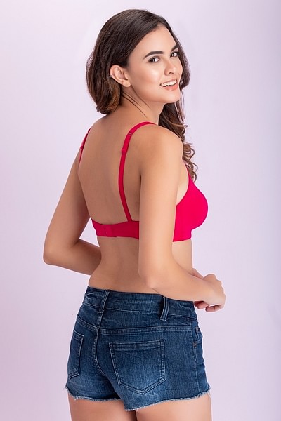 Buy Non-Padded Non-Wired Full Cup Bra in Magenta - Cotton Rich