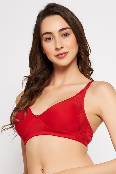 Buy Non-Padded Non-Wired Full Cup T-shirt Bra in Red - Cotton Rich Online  India, Best Prices, COD - Clovia - BR1924P04