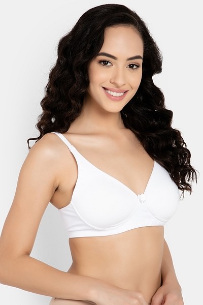 Buy Non-Padded Non-Wired Full Cup T-Shirt Bra in White - Cotton Rich Online  India, Best Prices, COD - Clovia - BR0842R18