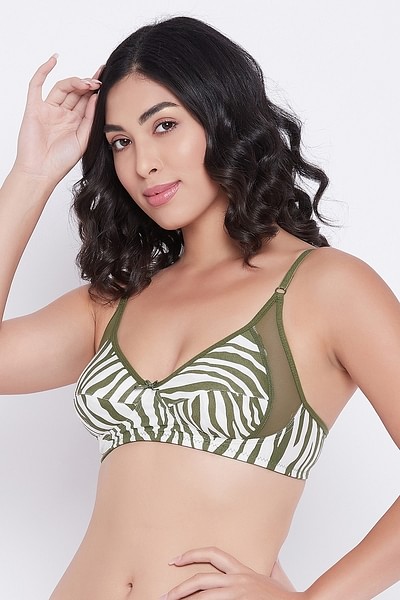 Buy Non-Padded Non-Wired Full Cup Zebra Print Bra in Cream Colour - Cotton  Online India, Best Prices, COD - Clovia - BR1780U11