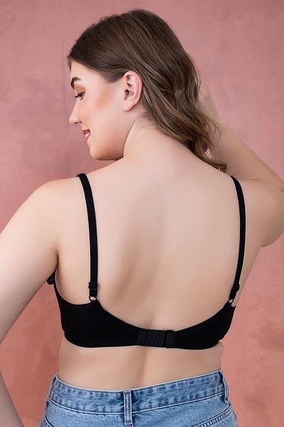 Buy Non-Padded Non-Wired Full Figure Bra in Black- Cotton Online