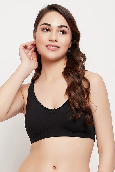 Buy Non-Padded Non-Wired Full Figure T-shirt Bra in Black - Cotton