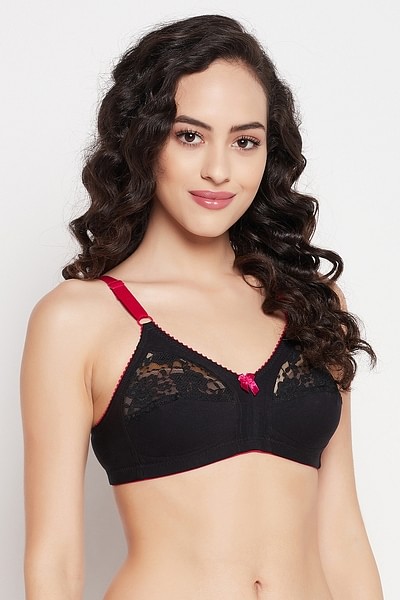 Buy Non-Padded Non-Wired Full Figure Bra in Black- Cotton Online India,  Best Prices, COD - Clovia - BR2052R13