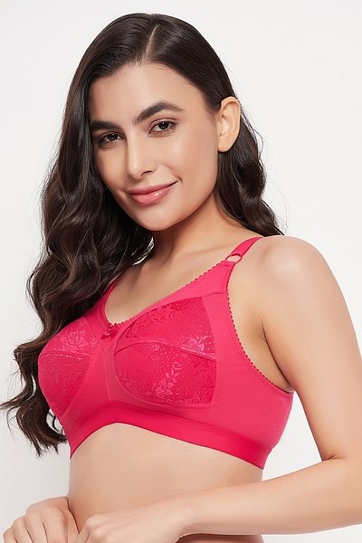 Buy Non-Padded Non-Wired Full Figure Bra in Magenta - Cotton Online India,  Best Prices, COD - Clovia - BR2422A14