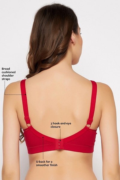 Buy Non-Padded Non-Wired Full Figure Bra in Red - Cotton Online