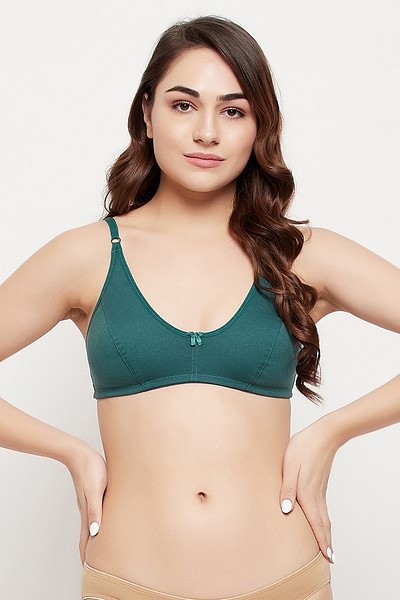 Buy online Green Cotton Bras And Panty Set from lingerie for Women