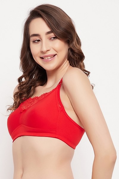 Buy Non-Padded Non-Wired Full Figure Feeding Cami Bra in Red - Cotton Rich  Online India, Best Prices, COD - Clovia - BR1998A04