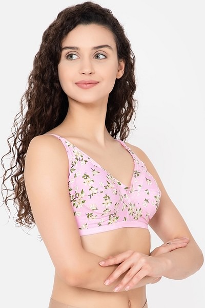 Buy Non-Padded Non-Wired Full Figure Bra in Baby Pink- Cotton