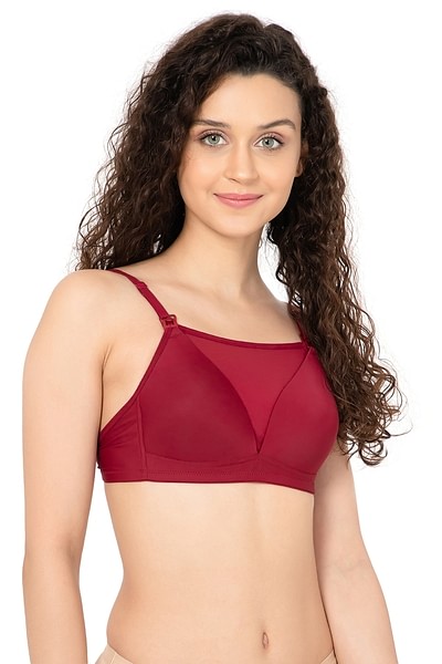 Buy Non-Padded Non-Wired Full Figure Cami-Style Feeding Bra in Maroon  Online India, Best Prices, COD - Clovia - BR2384R09