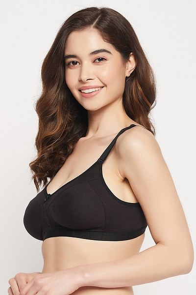 Buy Non-Padded Non-Wired Full Figure Multiway T-shirt Bra in Black - Cotton  Rich Online India, Best Prices, COD - Clovia - BR4003P13