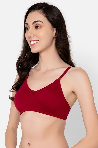 Cotton Rich Non-padded Full Support Bra In Maroon, Bras :: 4 Bras