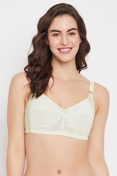 Buy Non-Padded Non-Wired Full Figure Printed Bra in Sage Green Online India,  Best Prices, COD - Clovia - BR2427A17