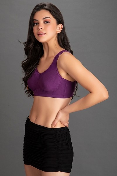 Buy Non-Padded Non-Wired High Support Full Figure Bra in Purple - Cotton  Online India, Best Prices, COD - Clovia - BR2052R15