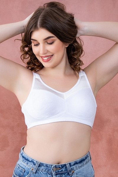 Buy Non-Padded Non-Wired High Support Full Figure Bra in White - Cotton  Online India, Best Prices, COD - Clovia - BR2052R18