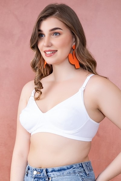 Buy Non-Padded Non-Wired Feeding Bra in Off White - Cotton Online India,  Best Prices, COD - Clovia - BR1588A18