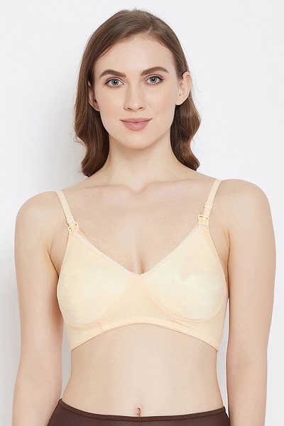 Buy Non-Padded Non-Wired Full Figure Feeding Bra in Nude Colour - Cotton  Online India, Best Prices, COD - Clovia - BR2416A24