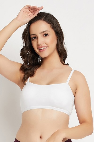 Buy Non-Padded Non-Wired Multiway Beginners Bra in White with Removable Cups  - Cotton Online India, Best Prices, COD - Clovia - BB1023A18