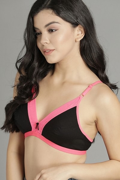 Buy Zivame At Home Stretch-to-Fit Cotton Slip On Bra- Black Online