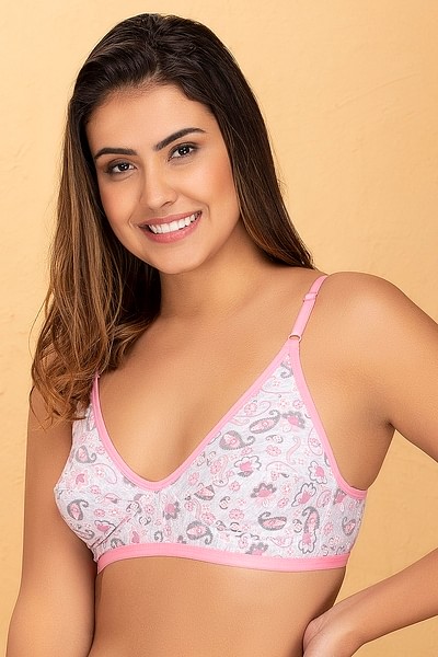 Buy Non-Padded Non-Wired Full Coverage Printed Bra - Cotton Online India,  Best Prices, COD - Clovia - BR0227K01