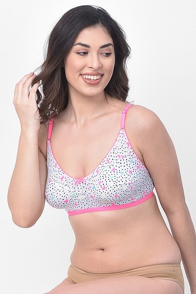 Buy Non-Padded Non-Wired Printed Full Figure Bra in Grey - Cotton Rich Online  India, Best Prices, COD - Clovia - BR0185T01