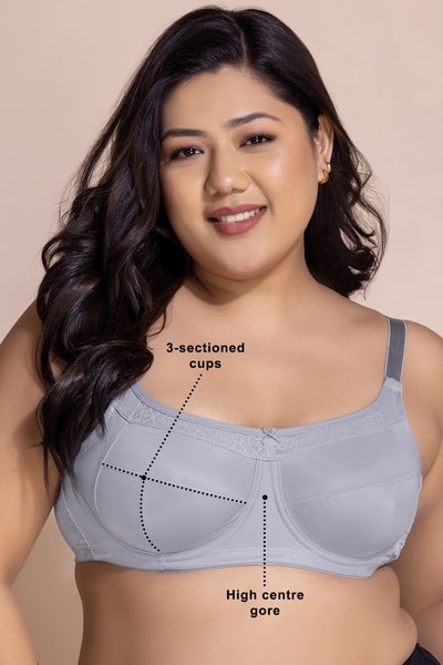 Non-Padded Underwired Full Figure Minimizer Bra in Baby Blue