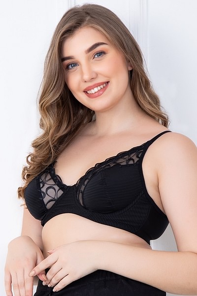 Buy Non-Padded Underwired Full Cup Bra with Mesh Lining in Black Online  India, Best Prices, COD - Clovia - BR2016R13