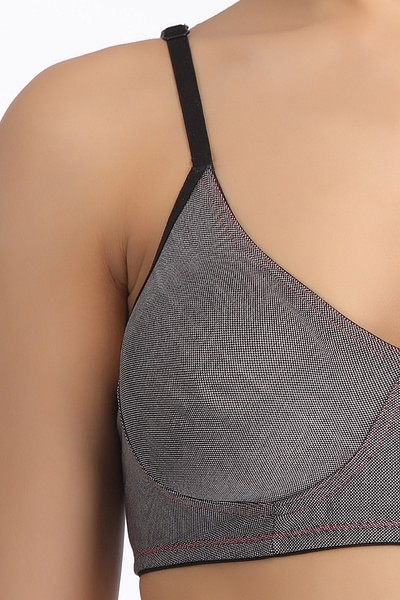Clovia Cotton Non-Padded Non-Wired Bra In Denim Look - Black Women